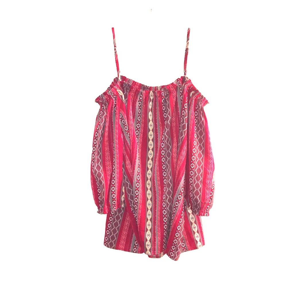 Aztec Magenta Cold Shoulder Top!